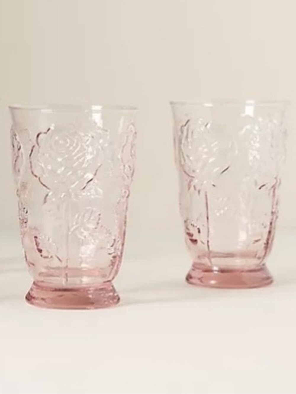 Anthropologie Rosette Pink Juice Glasses, Set of 2